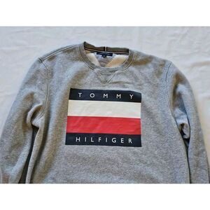 TOMMY HILFIGER Men Knit Sweater Jumper Size XL Gray Sweatshirt‎
